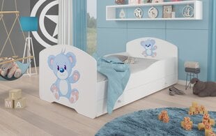 Vaikiška lova Adrk Furniture Pepe blue Bear, 80x160 cm, balta kaina ir informacija | Vaikiškos lovos | pigu.lt