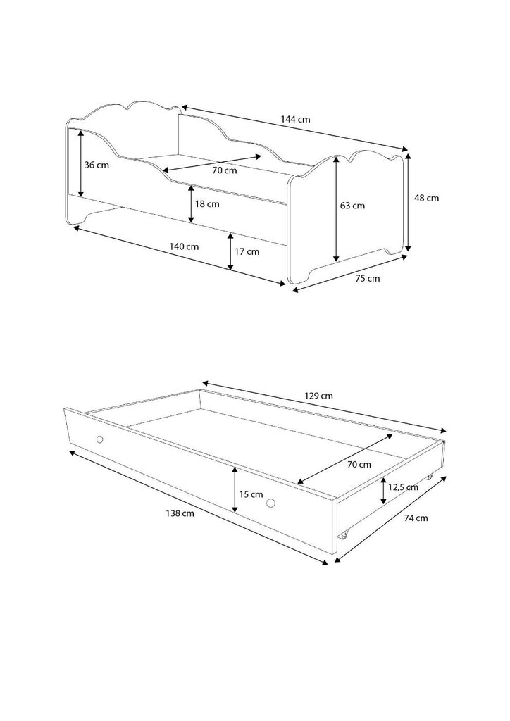 Vaikiška lova ADRK Furniture Ximena Cat, 70x140 cm, balta kaina ir informacija | Vaikiškos lovos | pigu.lt