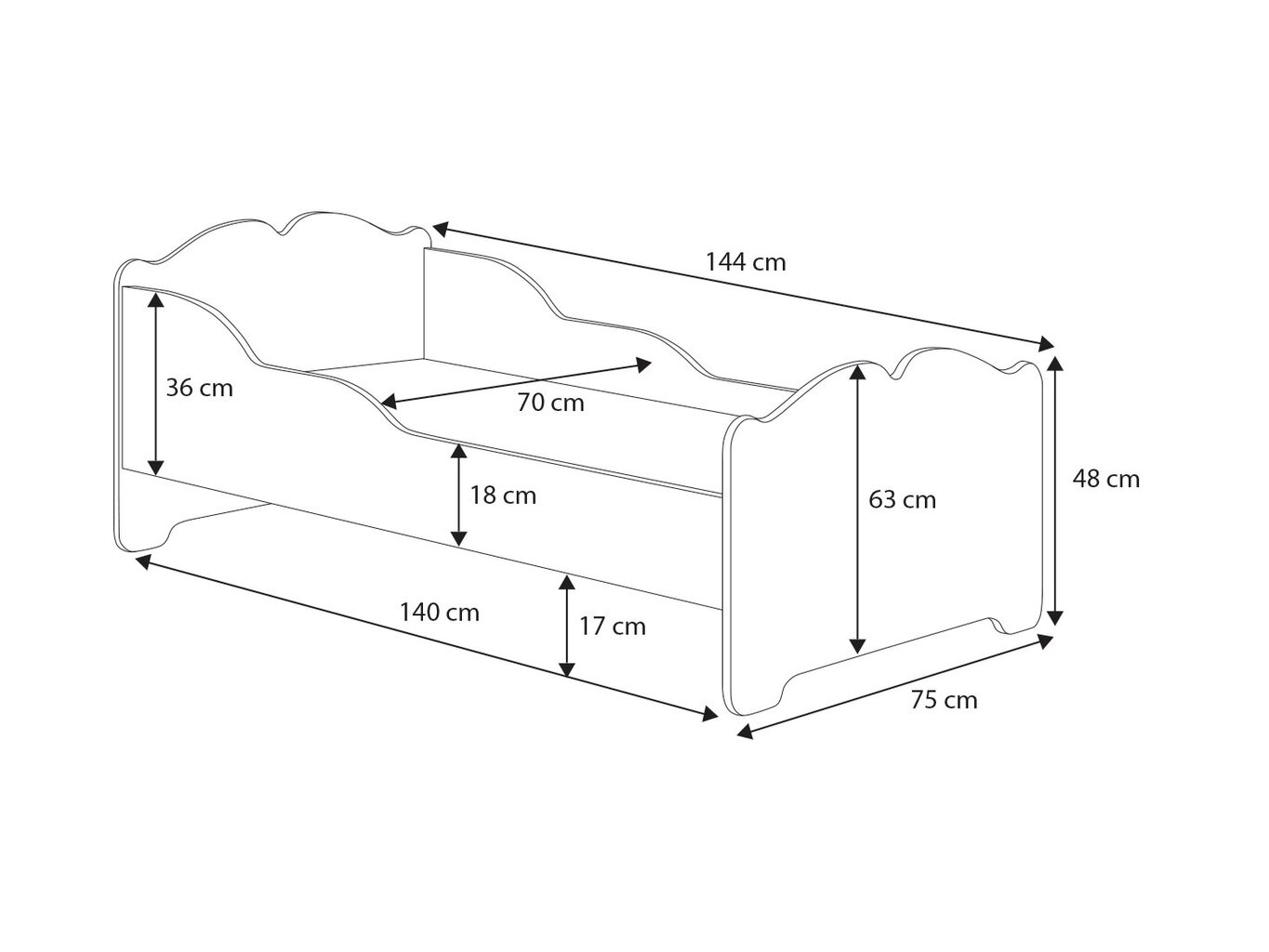 Vaikiška lova ADRK Furniture Ximena Cat, 70x140 cm, balta kaina ir informacija | Vaikiškos lovos | pigu.lt