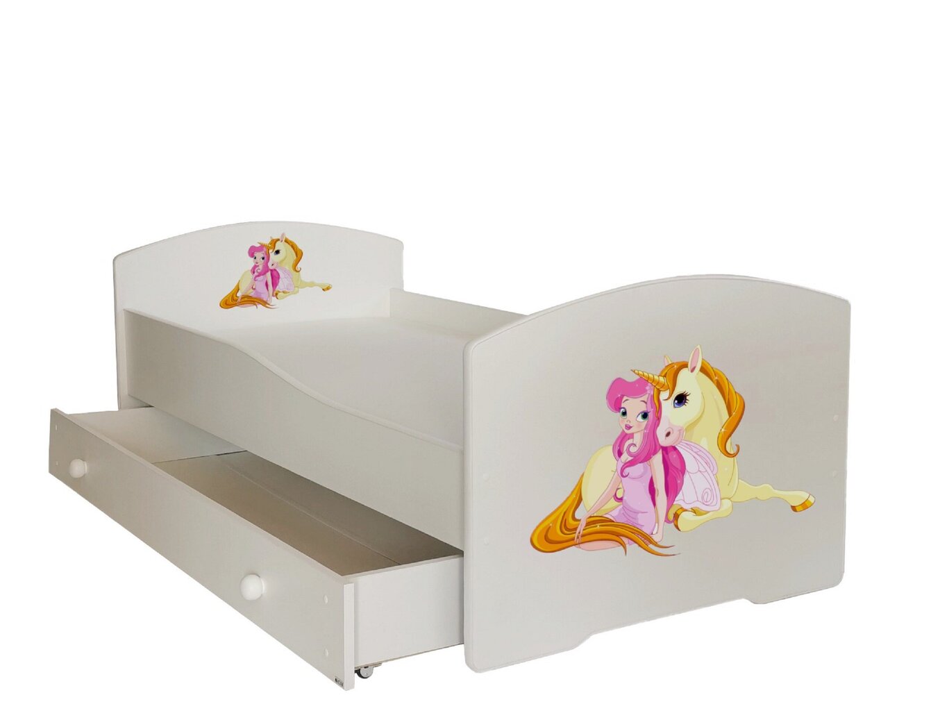 Vaikiška lova ADRK Furniture Pepe Girl with unicorn, 70x140 cm, įvairių spalvų kaina ir informacija | Vaikiškos lovos | pigu.lt