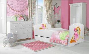Vaikiška lova ADRK Furniture Pepe Girl with unicorn, 80x160 cm, įvairių spalvų kaina ir informacija | Vaikiškos lovos | pigu.lt