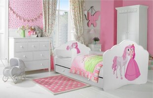 Vaikiška lova Adrk Furniture Casimo Princess with horse, 70x140 cm, balta kaina ir informacija | Vaikiškos lovos | pigu.lt
