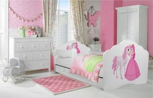 Детская кроватка Adrk Furniture Casimo Princess with horse, 80x160 см, белая цена и информация | Детские кровати | pigu.lt