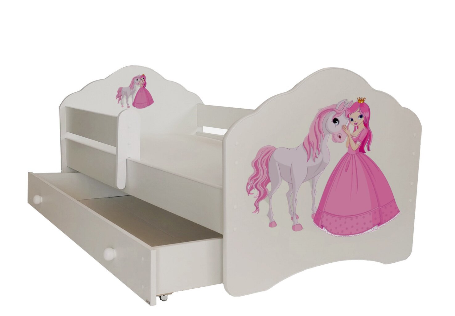 Vaikiška lova Adrk Furniture Casimo Princess with horse, 80x160 cm, balta kaina ir informacija | Vaikiškos lovos | pigu.lt