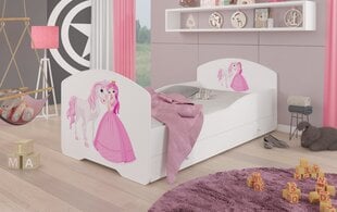 Vaikiška lova Adrk Furniture Pepe Princess and horse, 80x160 cm, balta kaina ir informacija | Vaikiškos lovos | pigu.lt