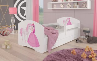 Vaikiška lova Adrk Furniture Pepe Princess and horse, 70x140 cm, balta kaina ir informacija | Vaikiškos lovos | pigu.lt