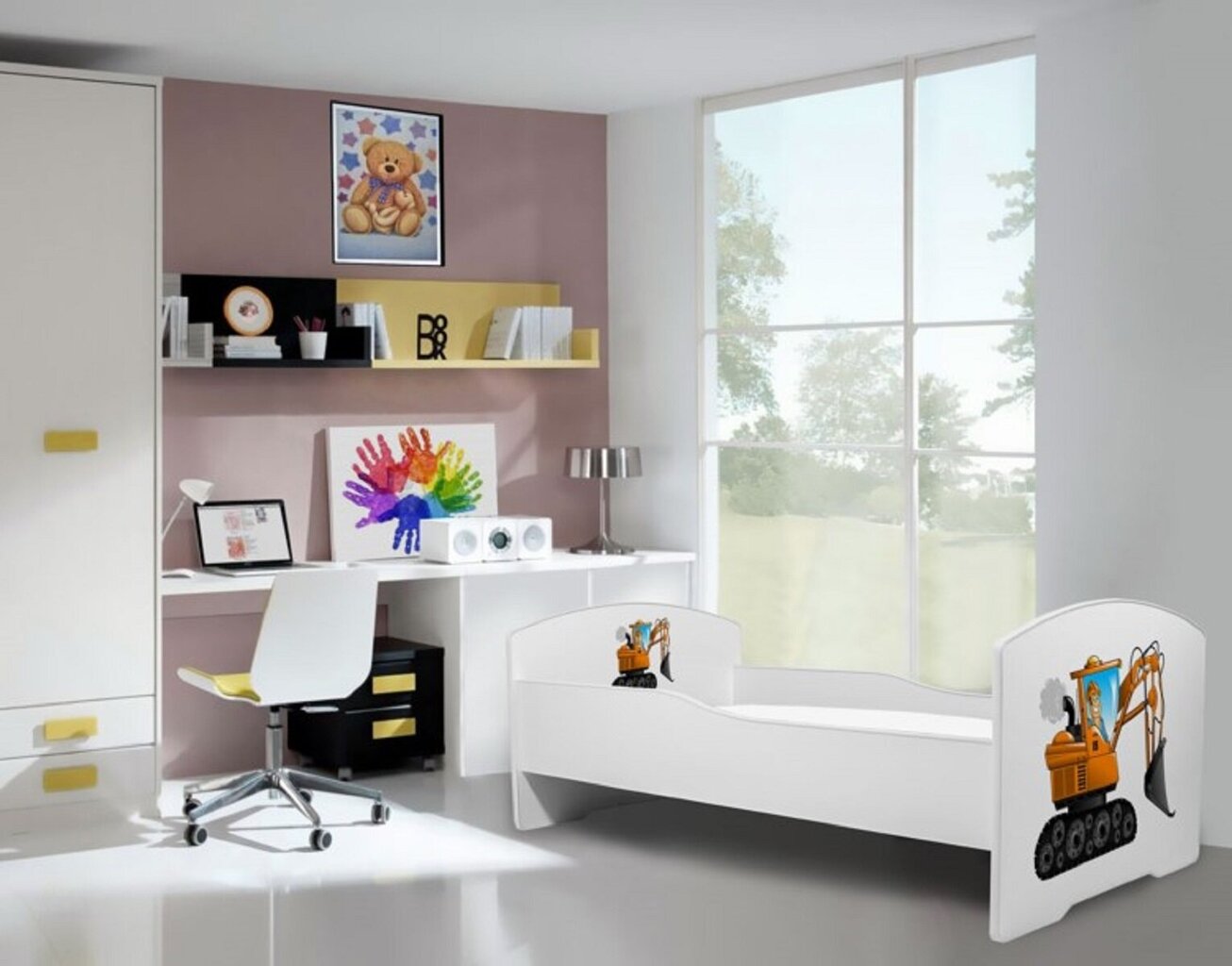 Vaikiška lova ADRK Furniture Pepe digger, 70x140 cm, įvairių spalvų kaina ir informacija | Vaikiškos lovos | pigu.lt
