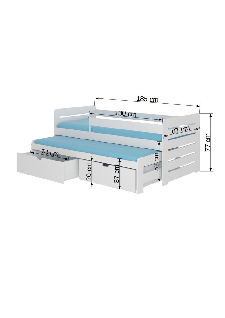 Vaikiška lova ADRK Furniture Tomi su šonine apsauga, 80x180 cm, pilka цена и информация | Vaikiškos lovos | pigu.lt