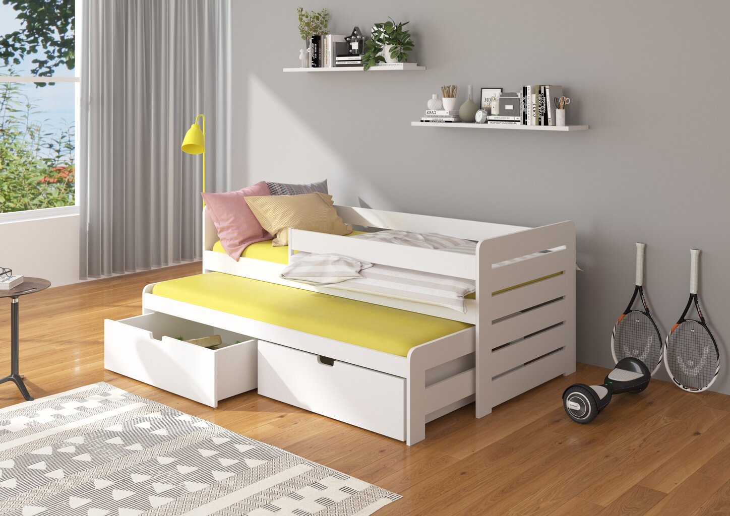 Vaikiška lova ADRK Furniture Tomi su šonine apsauga, 80x180 cm, balta kaina ir informacija | Vaikiškos lovos | pigu.lt