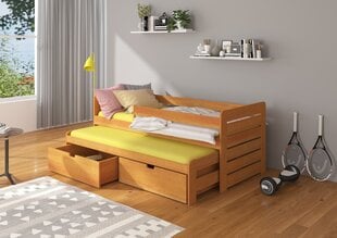 Vaikiška lova ADRK Furniture Tomi su šonine apsauga, 90x200 cm, ruda kaina ir informacija | Vaikiškos lovos | pigu.lt