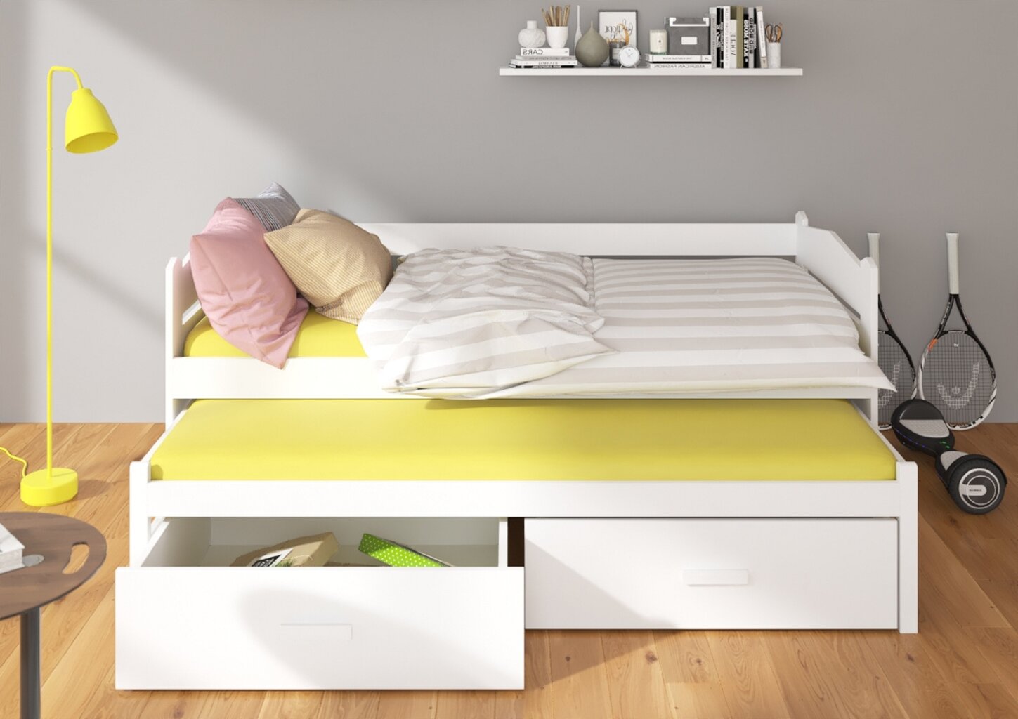 Vaikiška lova ADRK Furniture Tiarro, 80x180 cm, balta/pilka kaina ir informacija | Vaikiškos lovos | pigu.lt