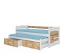 Vaikiška lova ADRK Furniture Tiarro, 80x180 cm, balta/ruda kaina ir informacija | Vaikiškos lovos | pigu.lt