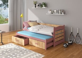 Детская кровать ADRK Furniture Tiarro 80x180 см, розовый/коричневый цвет цена и информация | Детские кровати | pigu.lt