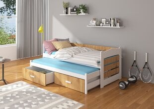 Vaikiška lova ADRK Furniture Tiarro, 90x200 cm, balta/ruda kaina ir informacija | Vaikiškos lovos | pigu.lt