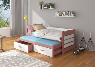 Vaikiška lova ADRK Furniture Tiarro, 90x200 cm, balta/rožinė kaina ir informacija | Vaikiškos lovos | pigu.lt