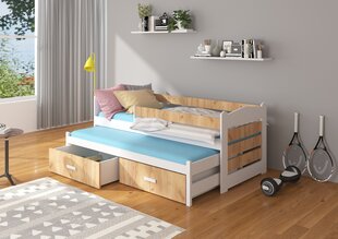 Vaikiška lova ADRK Furniture Tiarro su šonine apsauga, 80x180 cm, balta/ruda kaina ir informacija | Vaikiškos lovos | pigu.lt