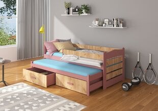 Детская кровать ADRK Furniture Tiarro 80x180 см с боковой защитой, розовый/коричневый цвет цена и информация | Детские кровати | pigu.lt