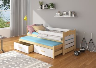 Vaikiška lova ADRK Furniture Tiarro su šonine apsauga, 90x200 cm, balta/ruda kaina ir informacija | Vaikiškos lovos | pigu.lt