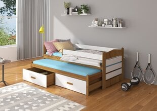 Vaikiška lova ADRK Furniture Tiarro su šonine apsauga, 90x200 cm, balta/ruda kaina ir informacija | Vaikiškos lovos | pigu.lt
