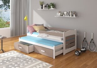 Детская кровать ADRK Furniture Tiarro 80x180 см с боковой защитой, белый/серый цвет цена и информация | Детские кровати | pigu.lt