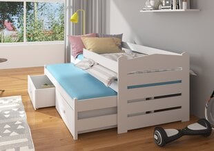 Vaikiška lova ADRK Furniture Tiarro su šonine apsauga, 90x200 cm, balta/rožinė kaina ir informacija | Vaikiškos lovos | pigu.lt