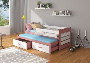 Vaikiška lova ADRK Furniture Tiarro su šonine apsauga, 90x200 cm, balta/rožinė цена и информация | Детские кровати | pigu.lt