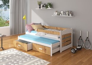 Vaikiška lova ADRK Furniture Tiarro su šonine apsauga, 80x180 cm, balta/ruda kaina ir informacija | Vaikiškos lovos | pigu.lt