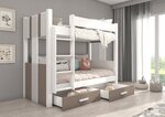 Кровать двухъярусная ADRK Furniture Arta с матрасом, 80х180 см, белый/коричневый цвет