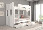 Dviaukštė lova ADRK Furniture Arta su čiužiniu, 80x180 cm, balta