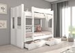 Dviaukštė lova ADRK Furniture Arta su čiužiniu, 80x180 cm, balta kaina ir informacija | Vaikiškos lovos | pigu.lt