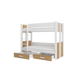 Dviaukštė lova Adrk Furniture Arta, 80x180 cm, balta/ruda kaina ir informacija | Vaikiškos lovos | pigu.lt