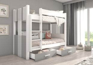 Кровать двухъярусная ADRK Furniture Arta с матрасом, 90х200 см, белый/серый цвет цена и информация | Детские кровати | pigu.lt