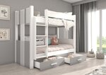 Dviaukštė lova ADRK Furniture Arta su čiužiniu, 90x200 cm, balta/pilka