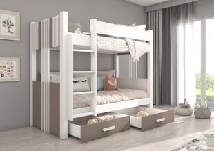 Dviaukštė lova ADRK Furniture Arta, 90x200 cm, balta/ruda kaina ir informacija | Vaikiškos lovos | pigu.lt