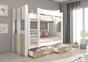 Dviaukštė lova Adrk Furniture Arta, 80x180 cm, balta/ruda kaina ir informacija | Vaikiškos lovos | pigu.lt