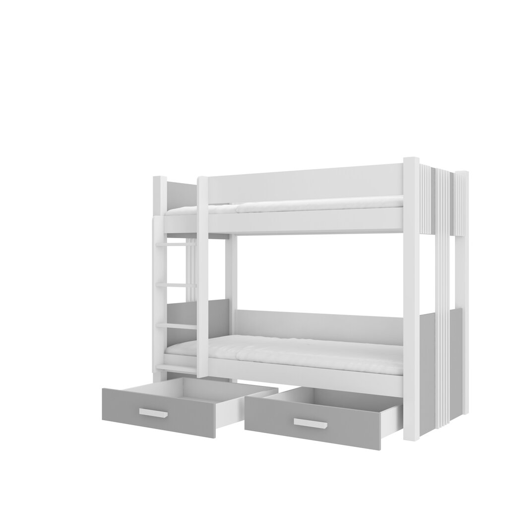 Dviaukštė lova Adrk Furniture Arta, 90x200 cm, balta/pilka цена и информация | Vaikiškos lovos | pigu.lt