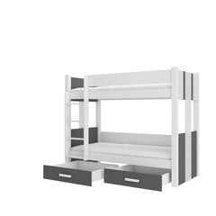 Кровать двухъярусная ADRK Furniture Arta 90x200 см, белого/серого цвета цена и информация | Детские кровати | pigu.lt