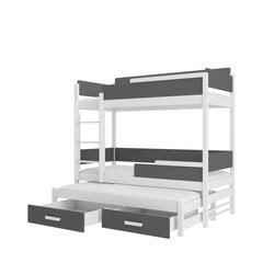 Dviaukštė lova ADRK Furniture Queen, 80x180 cm, balta/pilka kaina ir informacija | Vaikiškos lovos | pigu.lt
