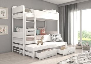 Dviaukštė lova Adrk Furniture Queen, 80x180 cm, balta kaina ir informacija | Vaikiškos lovos | pigu.lt