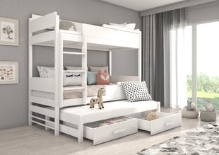 Кровать двухъярусная ADRK Furniture Queen, 90x200 см, белый цвет цена и информация | Детские кровати | pigu.lt