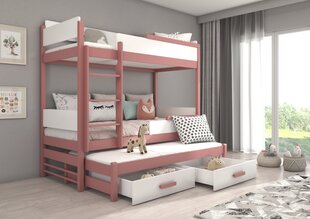 Dviaukštė lova ADRK Furniture Queen, 80x180 cm, balta/rožinė kaina ir informacija | Vaikiškos lovos | pigu.lt