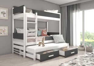 Кровать двухъярусная ADRK Furniture Queen, 90x200 см, белый/серый цвет цена и информация | Детские кровати | pigu.lt