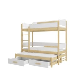 Dviaukštė lova Adrk Furniture Queen, 90x200 cm, balta/ruda kaina ir informacija | Vaikiškos lovos | pigu.lt