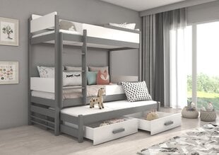 Dviaukštė lova Adrk Furniture Queen, 90x200 cm, balta/pilka kaina ir informacija | Vaikiškos lovos | pigu.lt