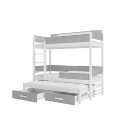 Dviaukštė lova Adrk Furniture Queen, 90x200 cm, balta/pilka kaina ir informacija | Vaikiškos lovos | pigu.lt