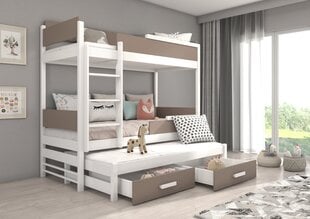 Dviaukštė lova Adrk Furniture Queen, 90x200 cm, balta/ruda kaina ir informacija | Vaikiškos lovos | pigu.lt