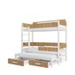 Dviaukštė lova ADRK Furniture Queen su čiužiniais, 90x200 cm, balta/ruda kaina ir informacija | Vaikiškos lovos | pigu.lt