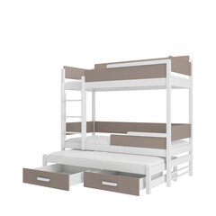 Кровать двухъярусная ADRK Furniture Queen с матрасами, 90х200 см, белый/коричневый цвет цена и информация | Детские кровати | pigu.lt