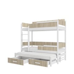 Кровать двухъярусная ADRK Furniture Queen с матрасами, 90х200 см, белый/коричневый цвет цена и информация | Детские кровати | pigu.lt