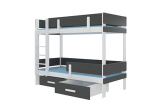 Кровать двухъярусная Adrk Furniture Etiona с матрасом, 80х180 см, белый/черный цвет цена и информация | Детские кровати | pigu.lt